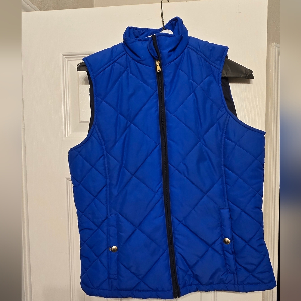 Ralph Lauren Blue Quilted Vest with Stand-Up Collar